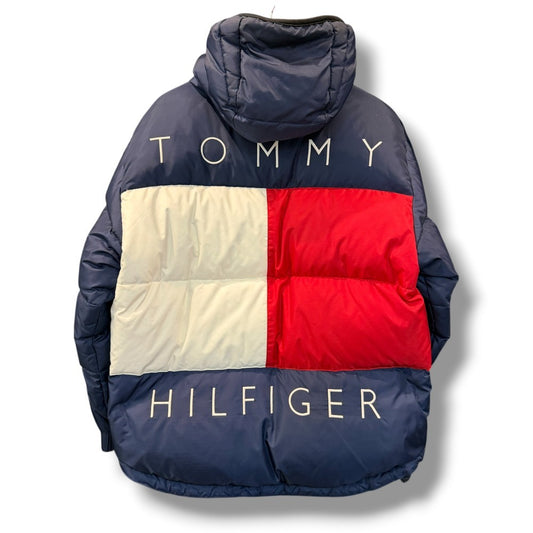 TOMMY HILFIGER Down Coat Navy Red White Size XS