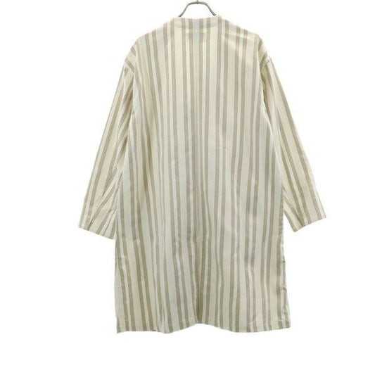 Johnbull Beige Striped Linen Blend Gown Coat Size S