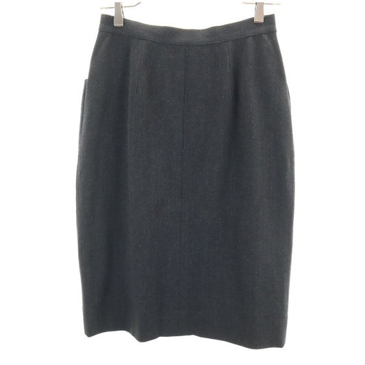 CHANEL Charcoal Gray Midi Tight Skirt