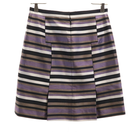 LOUIS VUITTON Silk Blend Striped Midi Skirt Purple Size 36