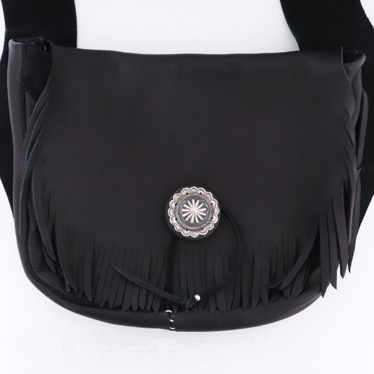 LARRY SMITH Deerskin Leather Fringe Bag Black Size ONE SIZE