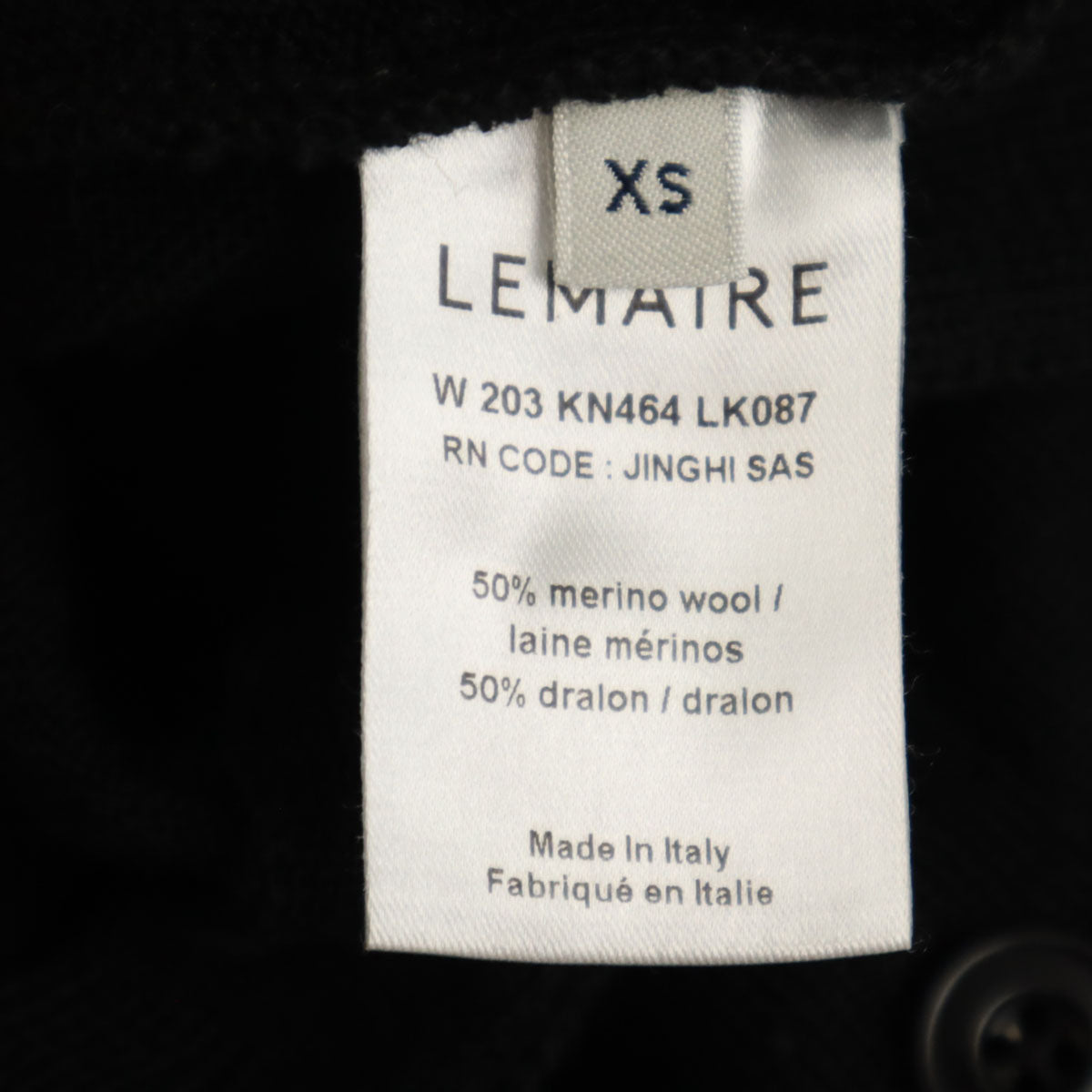 LEMAIRE Italian Long Sleeve Knit Jumpsuit Black Size XS