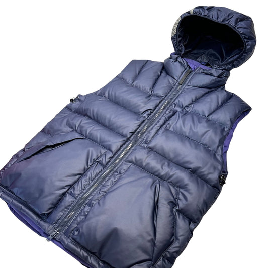 GOODENOUGH 00s G Logo Hooded Down Vest Navy Purple Size M