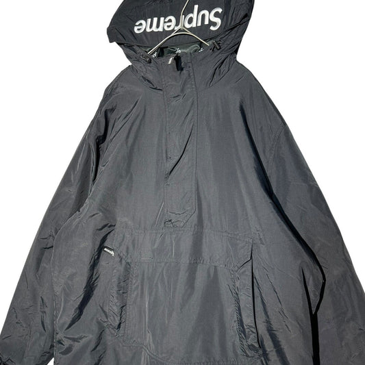 Supreme 17AW Hooded Logo Half Zip Anorak Hoodie Black Size L
