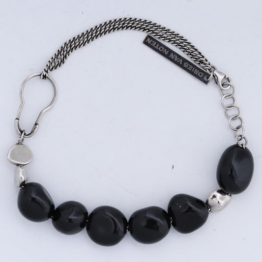 DRIES VAN NOTEN Stone Chain Bracelet Black Size F