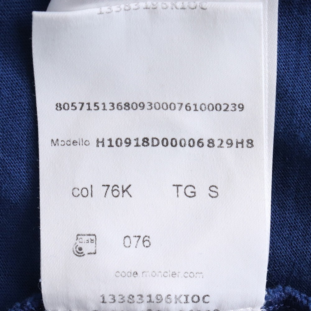 MONCLER Logo Piping Long Sleeve Tee Blue Size S