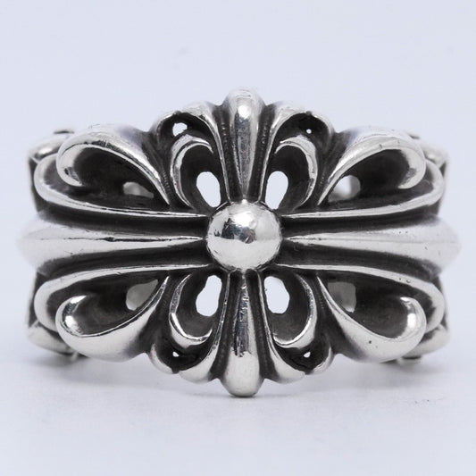 CHROME HEARTS Double Floral Cross Ring Silver Size ONE SIZE