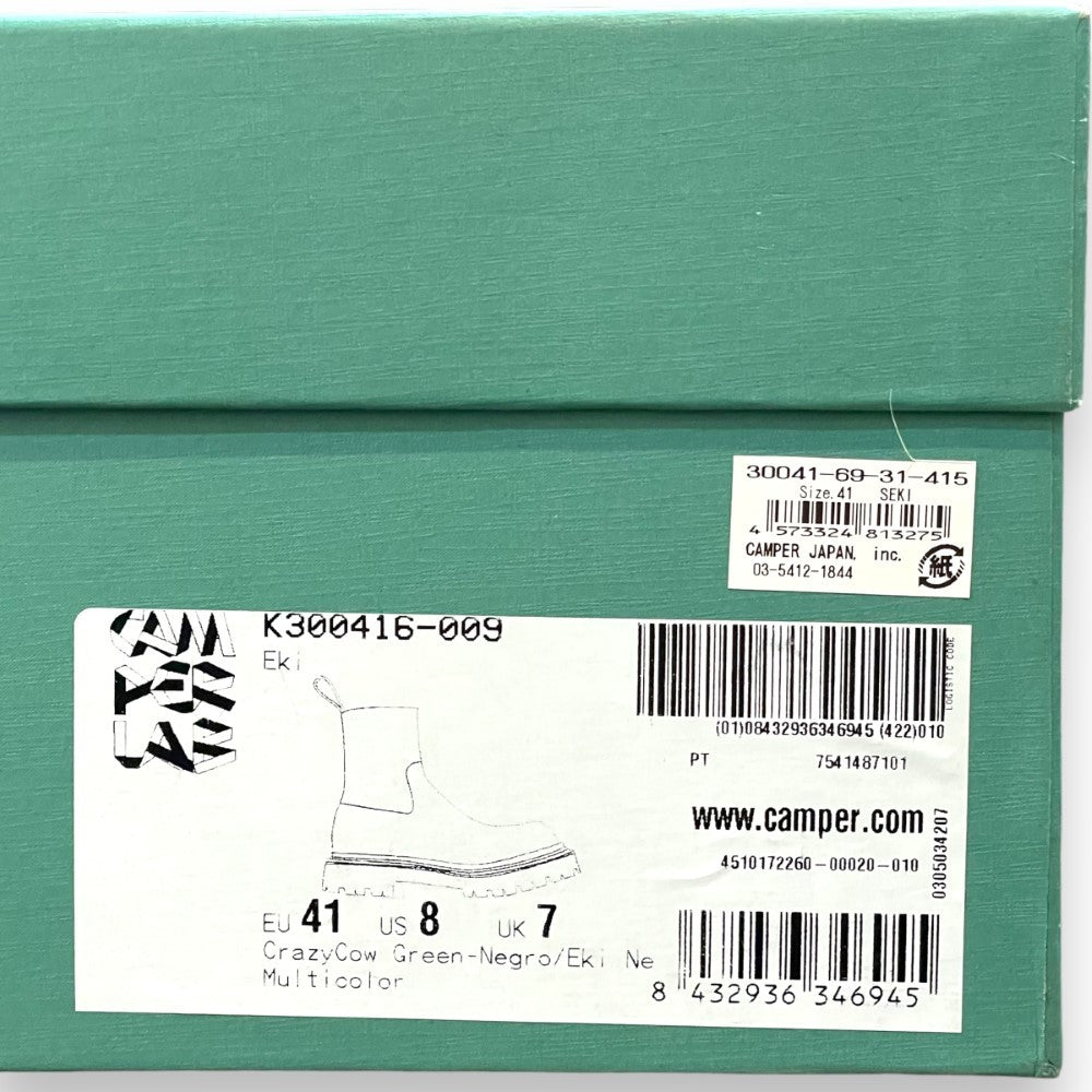 Camper EKI CrazyCow Green-Negro Boots Size EU41