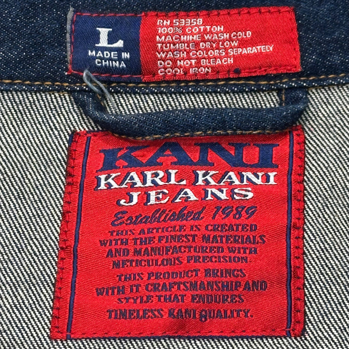Karl Kani 90s Logo 2nd Type Denim Tracker Jacket Blue Size L