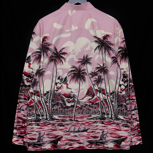 Prada Triangle Motif Palm Tree Shirt Pink Size 41