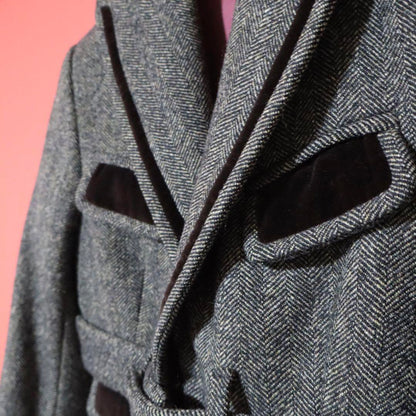Dsquared2 Gray Herringbone Tweed Velour-Trim Cropped Size XS