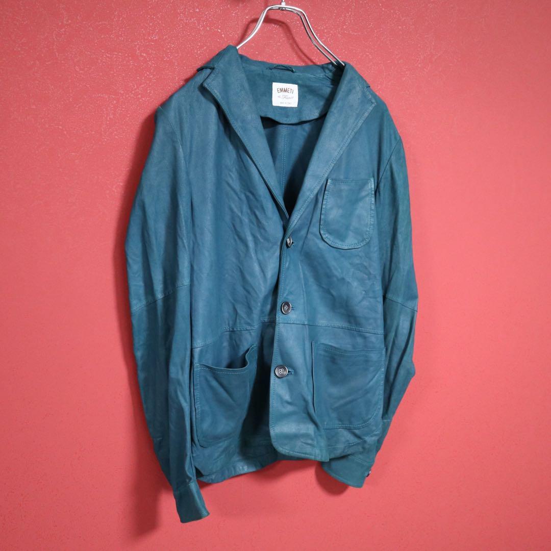 Vintage EMMETI Turquoise Blue Lamb Leather 3-Button Size 44