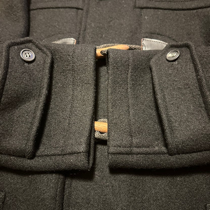 VAN Black Hooded 100% Wool Duffle Coat