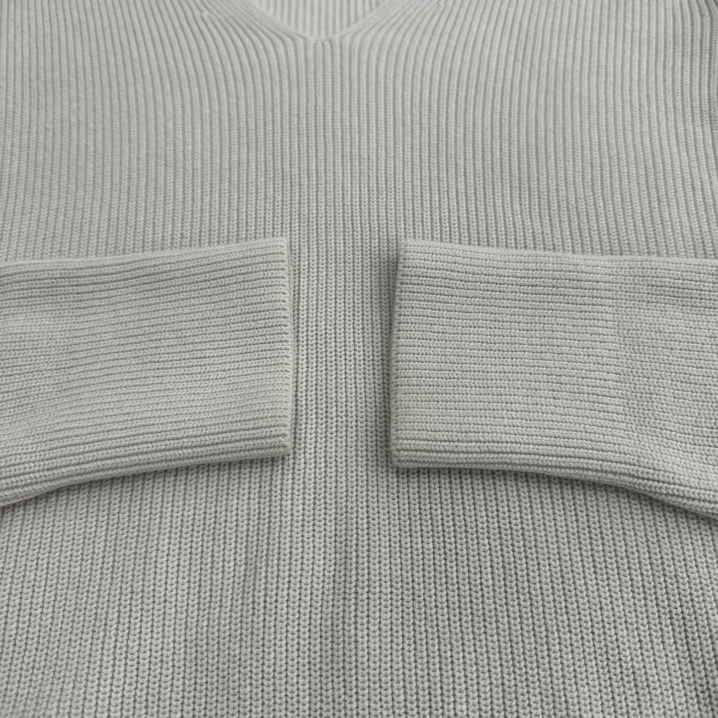AURALEE 19SS White Cotton V-Neck Rib Knit Sweater