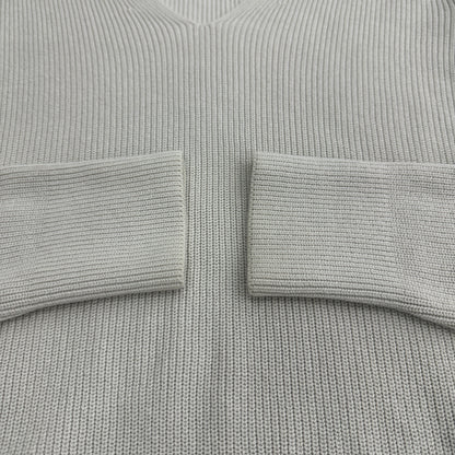 AURALEE 19SS White Cotton V-Neck Rib Knit Sweater