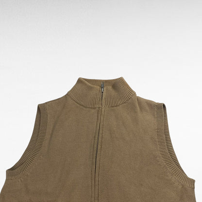 Uniqlo 90s Zip Up Knit Sweater Beige Size M