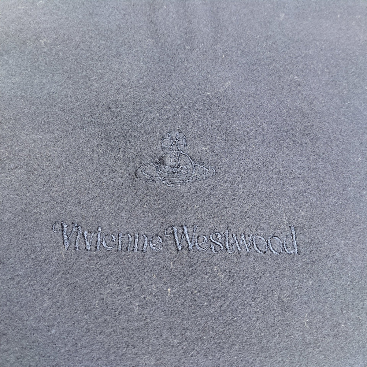 Vivienne Westwood Orb Logo Fringe Wool Scarf blue