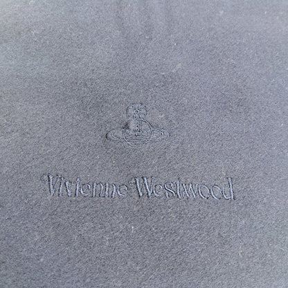 Vivienne Westwood Orb Logo Fringe Wool Scarf blue