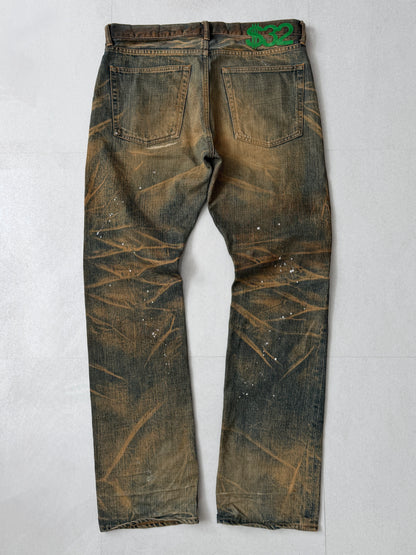 Swagger Brown Damaged Jeans Size 32