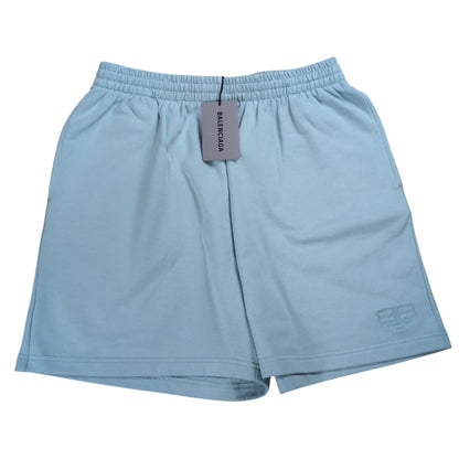 BALENCIAGA BB Logo Embroidered Cotton Sweat Shorts Size M