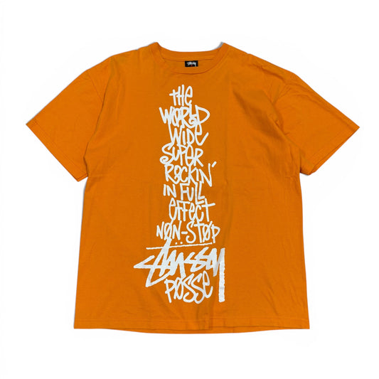Vintage 00's STUSSY "Posse" Orange S/S Tee Size L