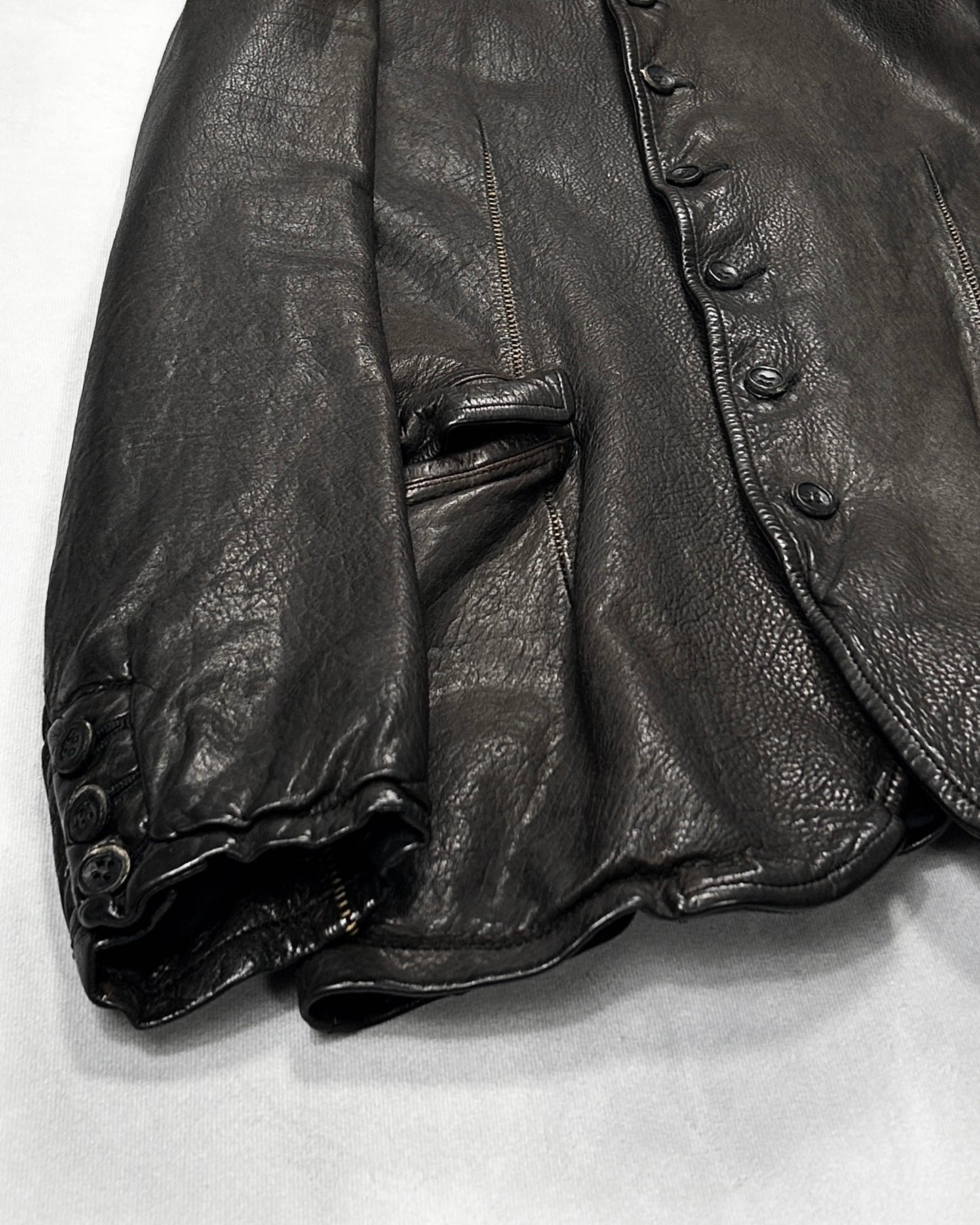 Isamu Katayama Backlash Garment-Dyed Leather Jacket Size M