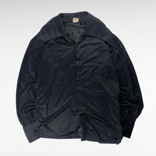 Flair Open Collar Long Sleeve Shirt Black Size L