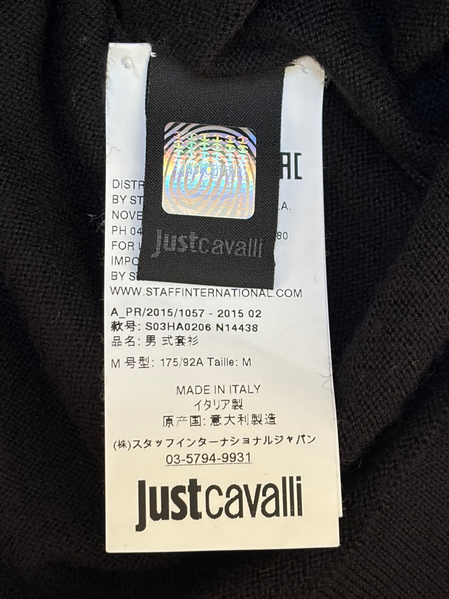 Just Cavalli Just Cavalli Black Wool Knit Size M
