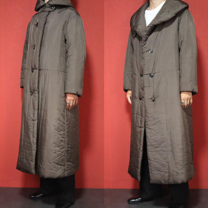 Issey Miyake 98AW Brown Shawl Collar Long Down Coat Size S