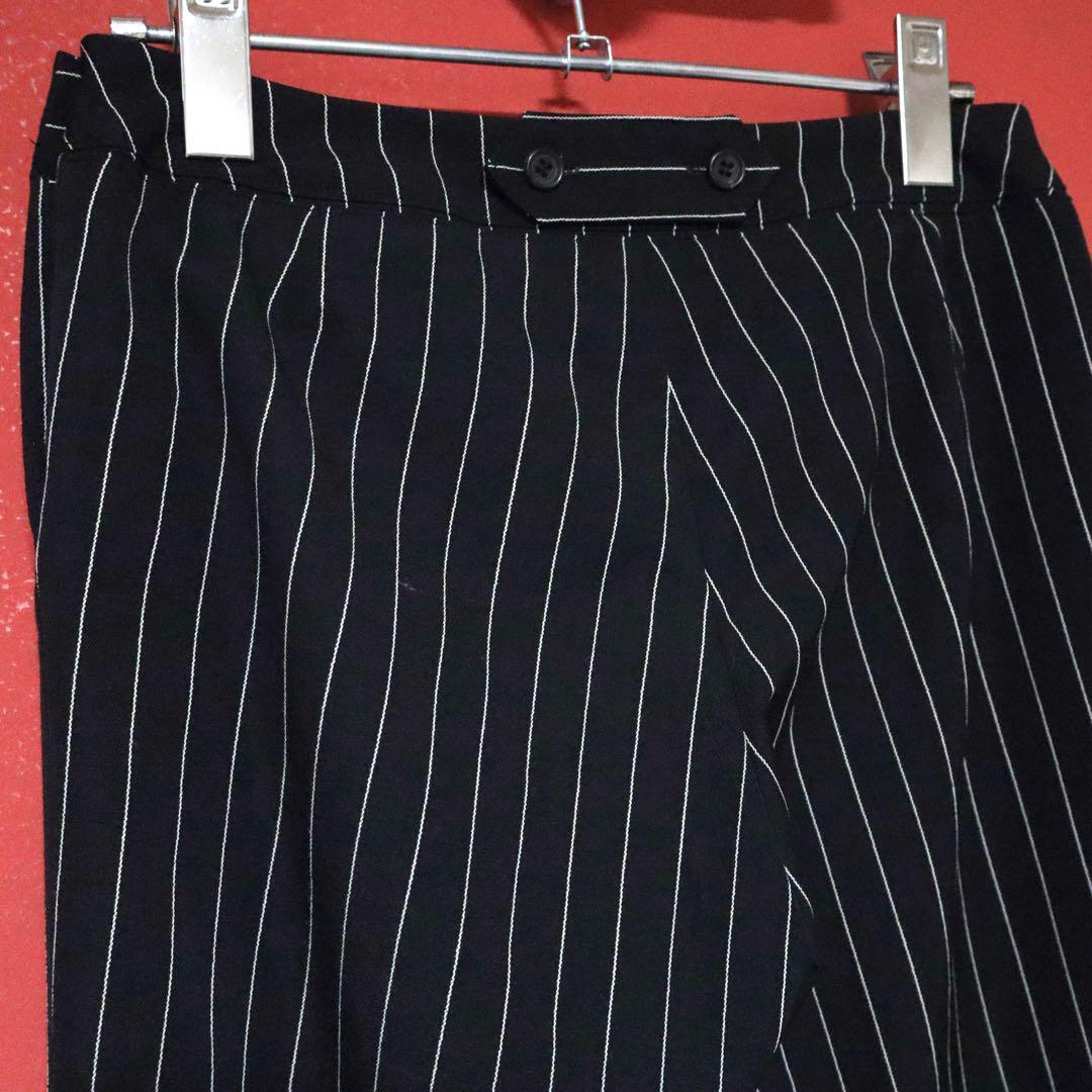 Issey Miyake Black Wool Button Design Striped Flare Size 1