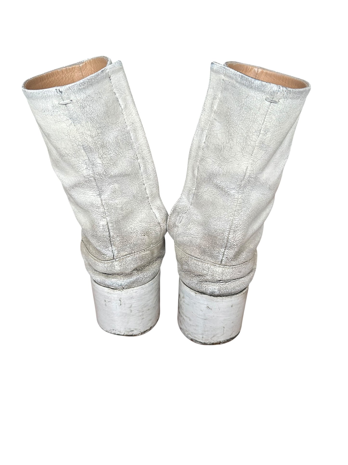 Maison Margiela Gray Painted Tabi Heel Boots