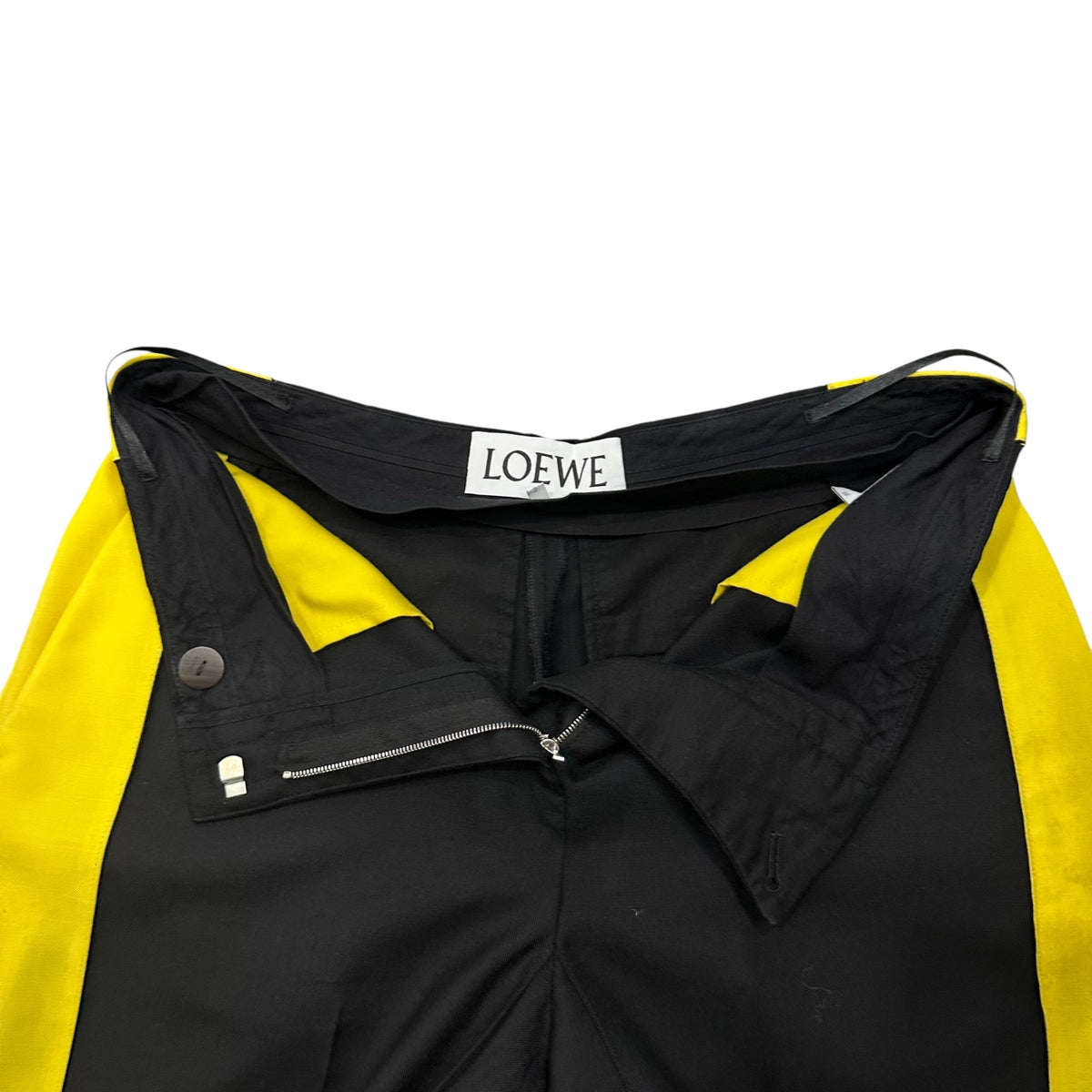 LOEWE Side Yellow Wide-Leg Wool Slacks Black/Yellow Size 38