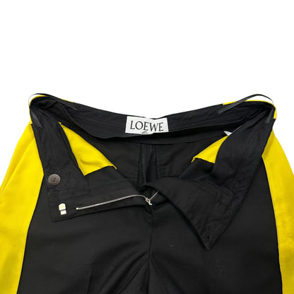 LOEWE Side Yellow Wide-Leg Wool Slacks Black/Yellow Size 38