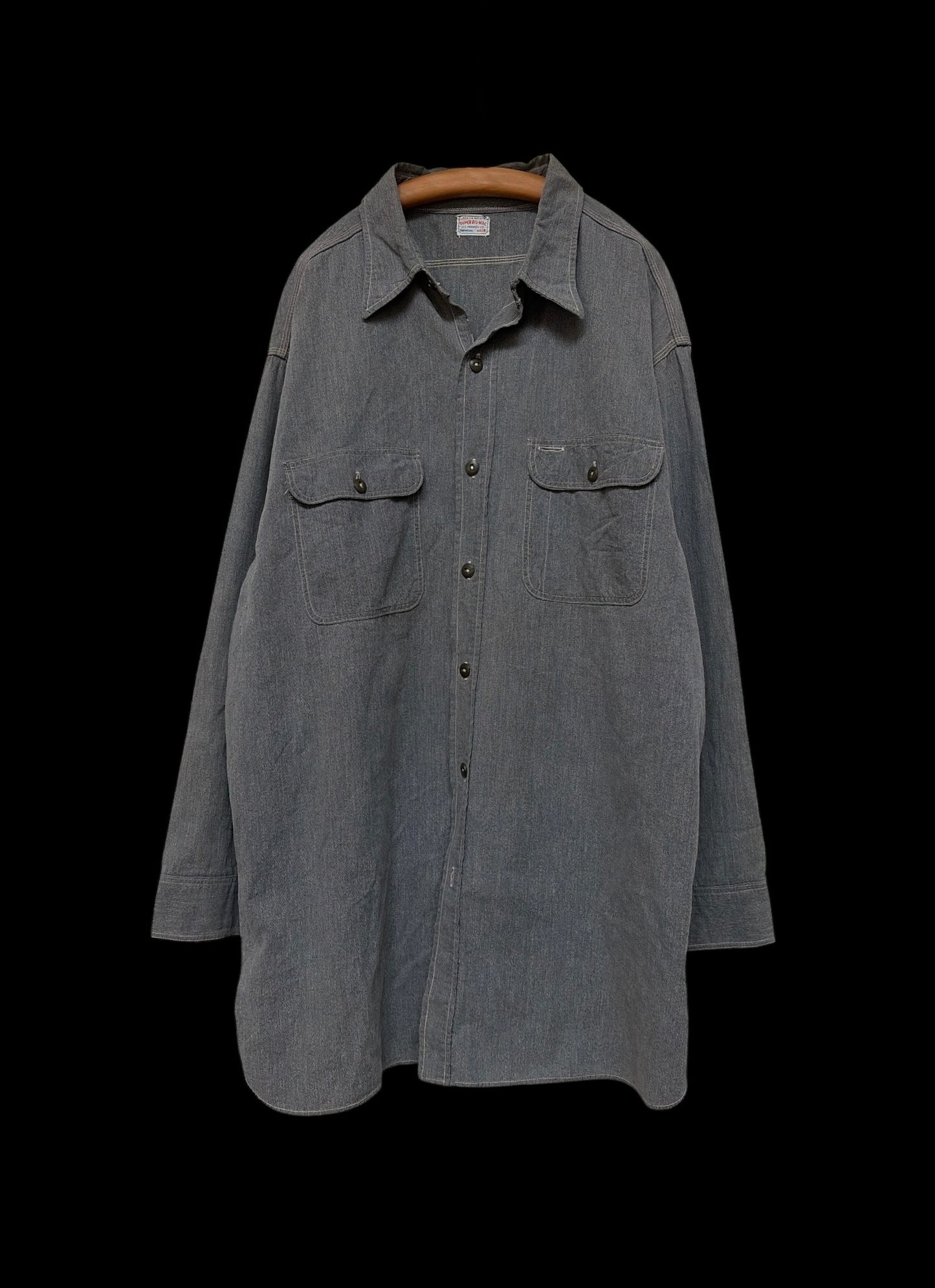 SUPER BIG-MAC 40s Black Chambray Shirt Size XXL