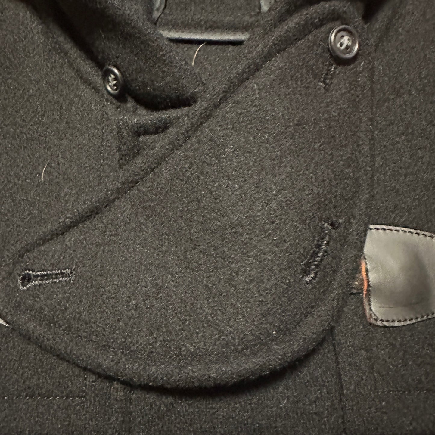 VAN Black Hooded 100% Wool Duffle Coat