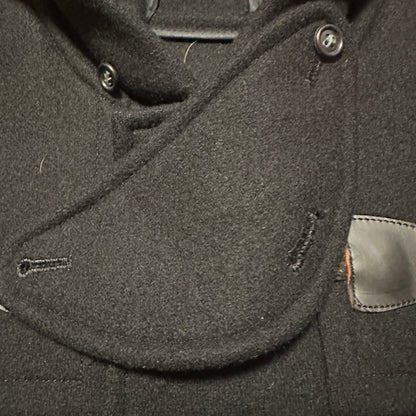 VAN Black Hooded 100% Wool Duffle Coat