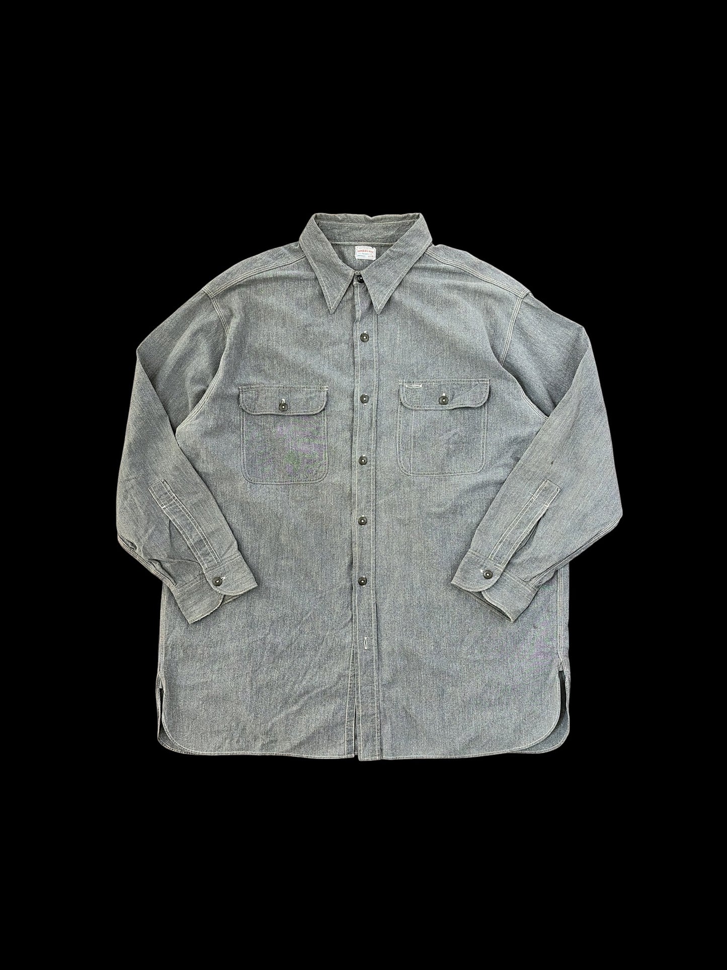 SUPER BIG-MAC 40s Black Chambray Shirt Size XXL