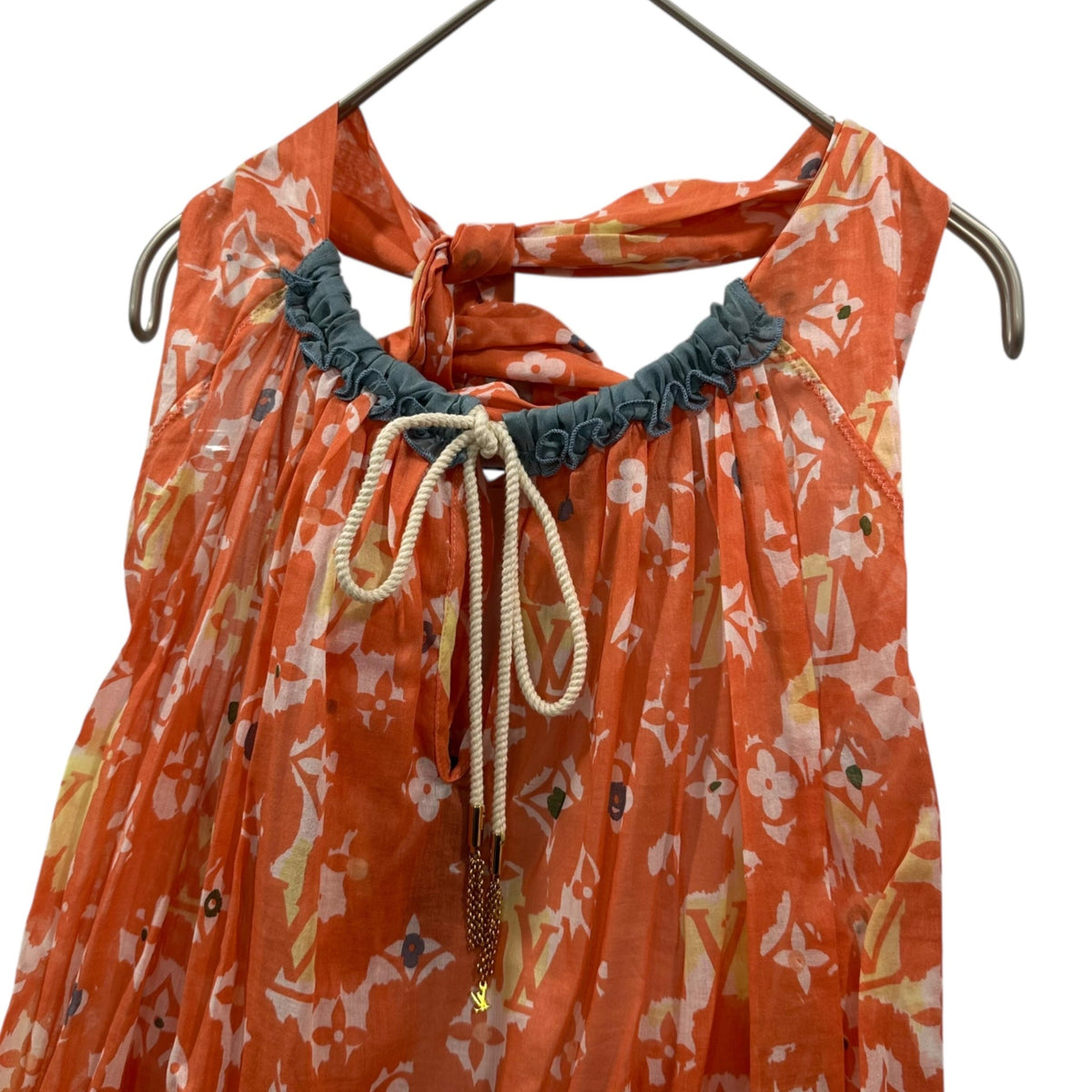 LOUIS VUITTON Halter-Neck Monogram Cotton Dress Size 34