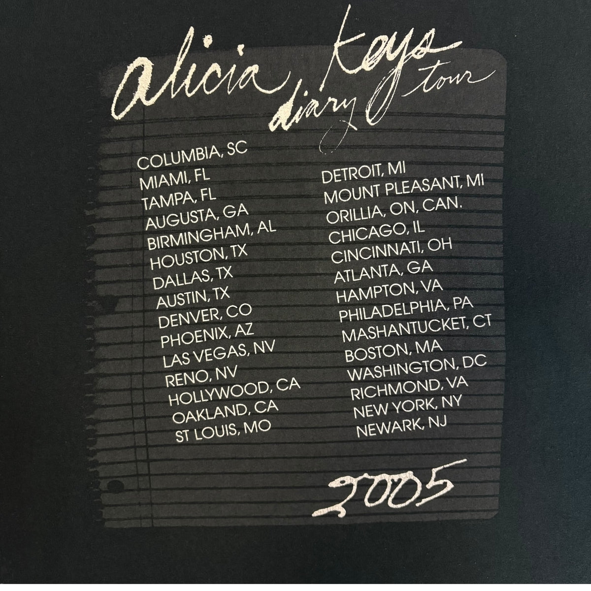 ALICIA KEYS 05 T-Shirt Size XL