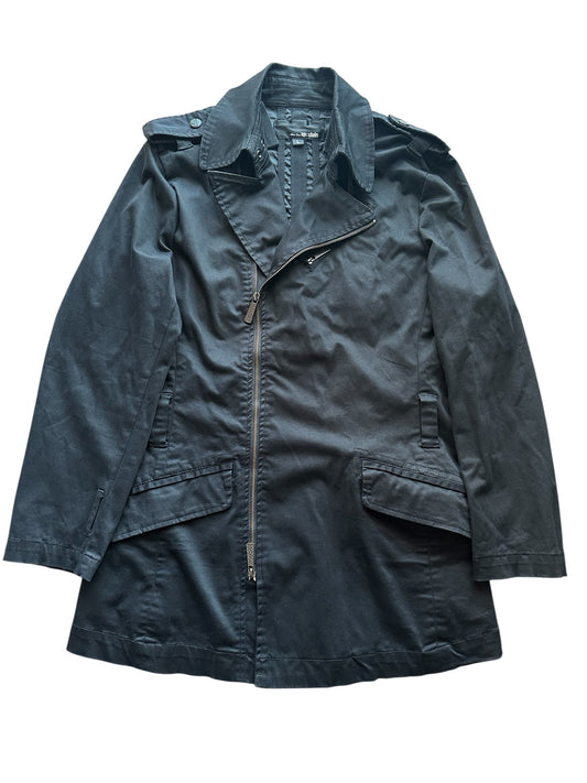 Vintage Black Slim-Fit Military Coat Size M