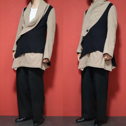 Yohji Yamamoto 05AW Beige Silk Panel Shawl Collar Size 3