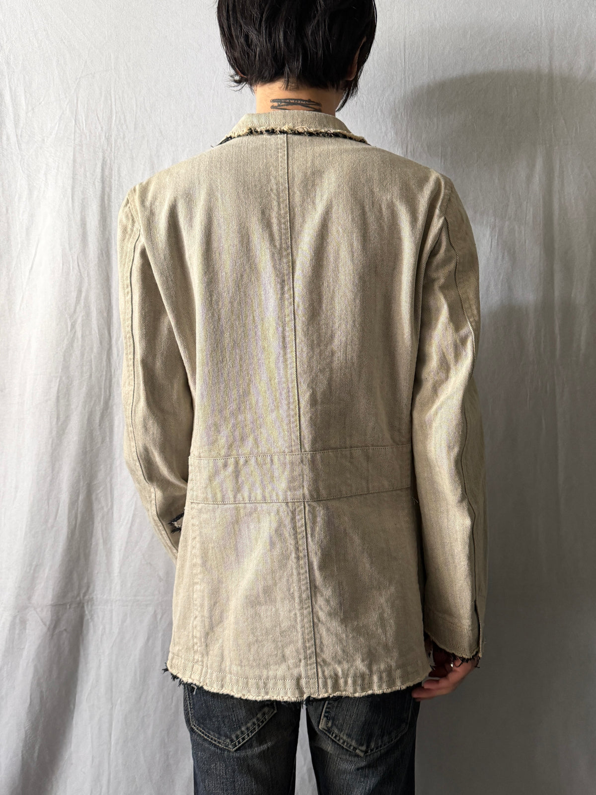 TORNADO MART Raw Edge Distressed Jacket Size L