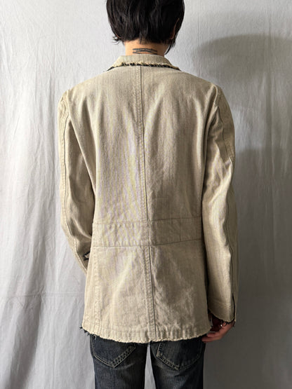 TORNADO MART Raw Edge Distressed Jacket Size L