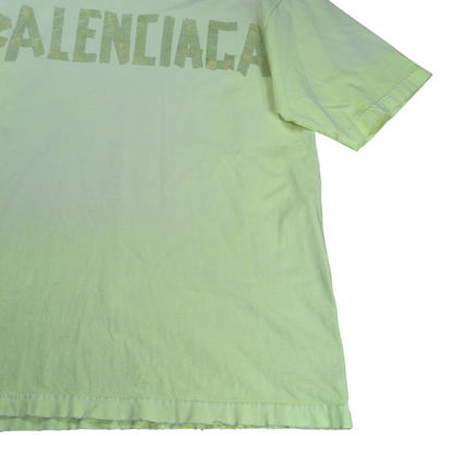BALENCIAGA Tape Logo Crushed T-Shirt Yellow Size XS