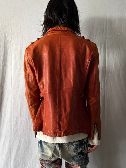 TORNADO MART Double Zip Leather Jacket Size M
