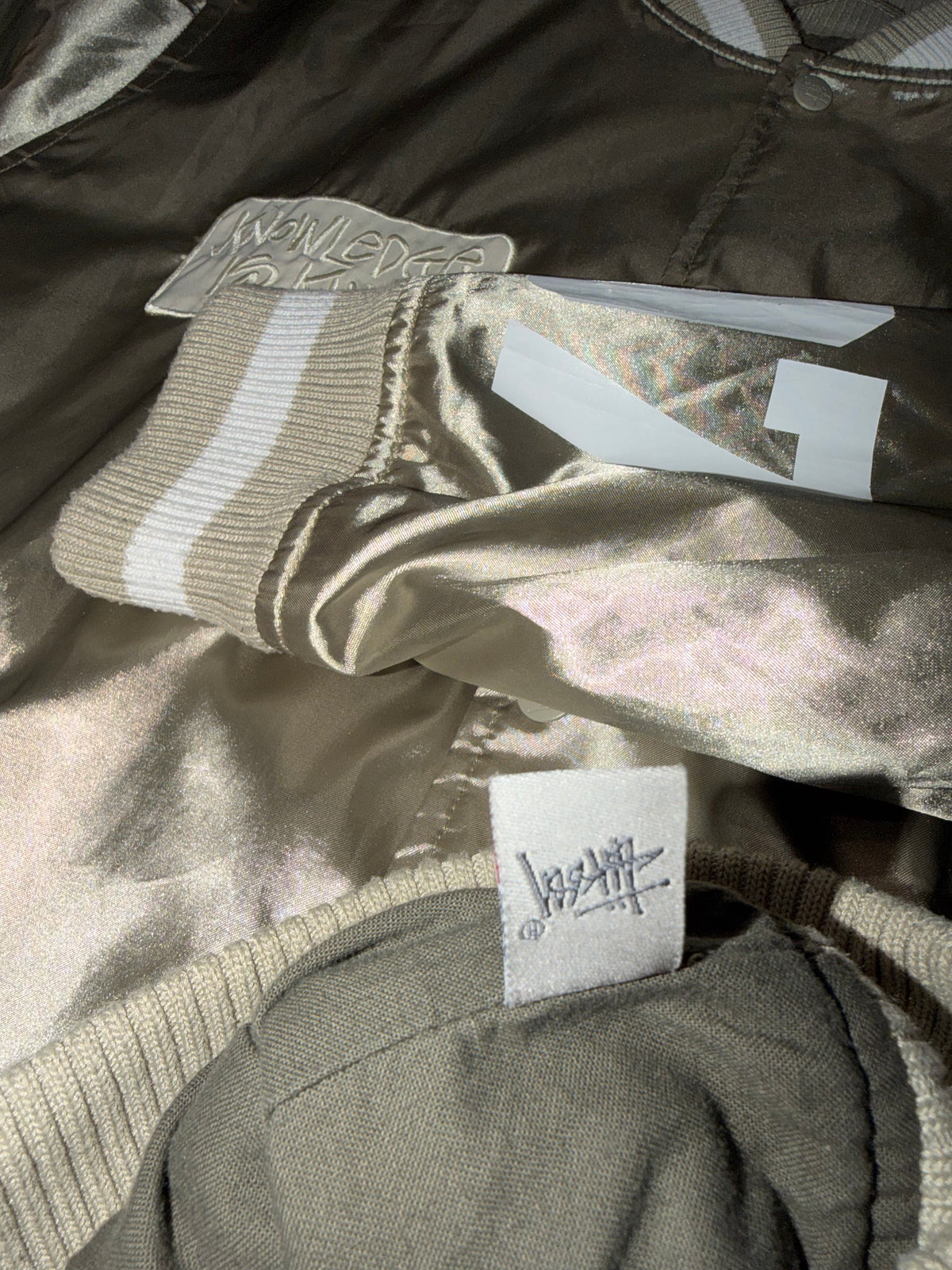 Stussy Authentic Gear '07 Satin Varsity Jacket Gold Size L