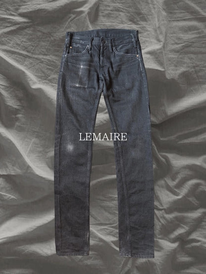 LEMAIRE 90s Embroidered Slim Black Denim Pants Size 27