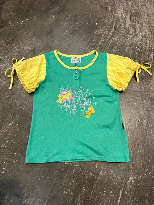 Motka puff henley tee x YOUTH BATH x Motka Green Puff Henley T-Shirt Size S