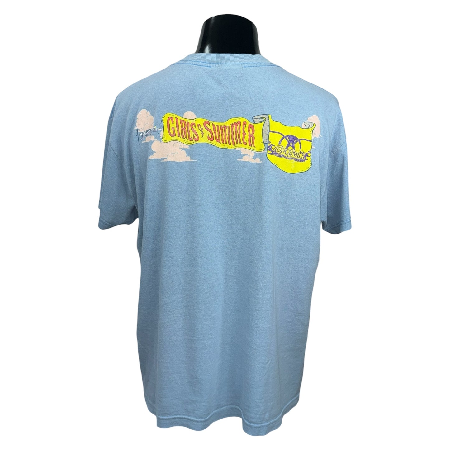 AEROSMITH 00s "GIRLS OF SUMMER" Faded Blue T-Shirt Size L