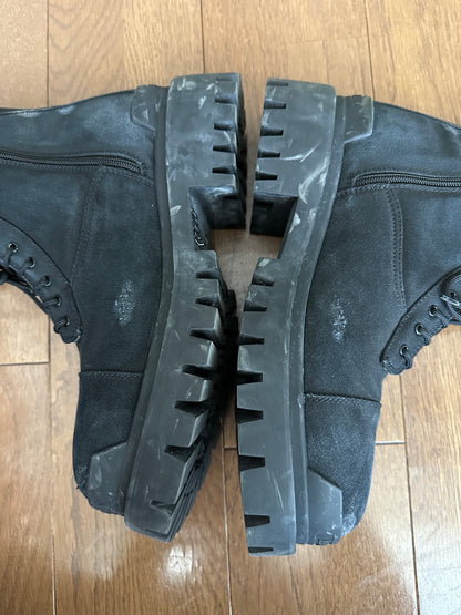 balenciaga Distressed Canvas Combat Strike Boots